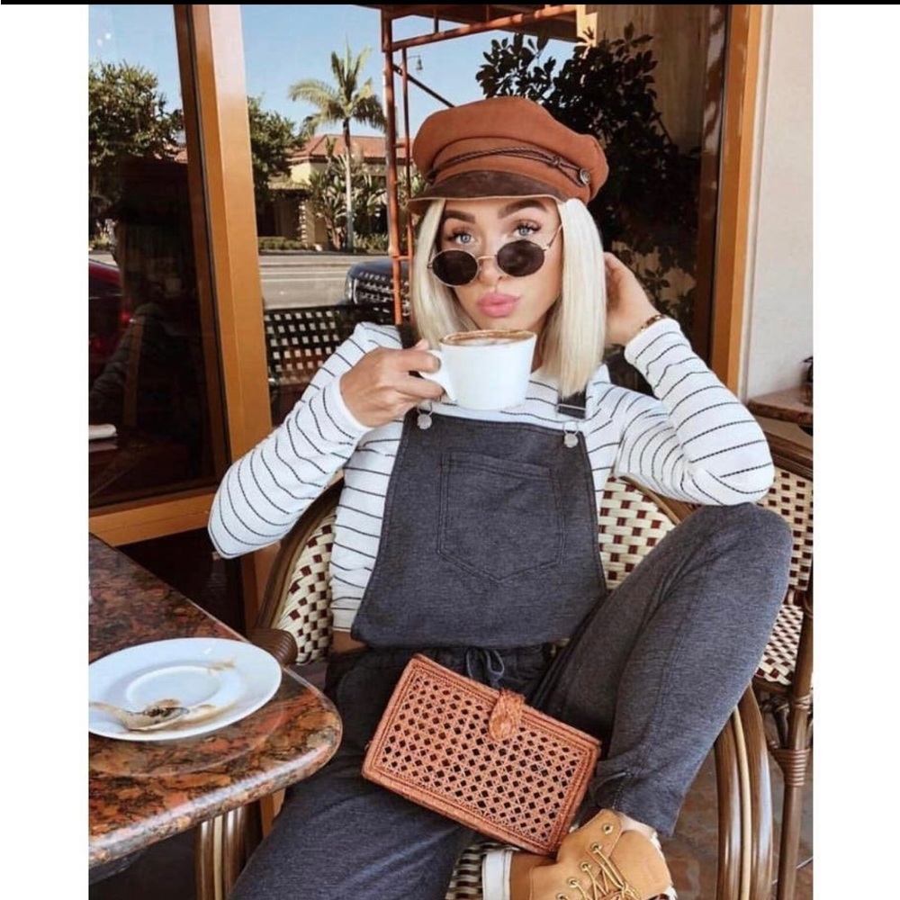 New Free People PETER
GRIMM Lila Captains Cap
SUEDE Brown S/M